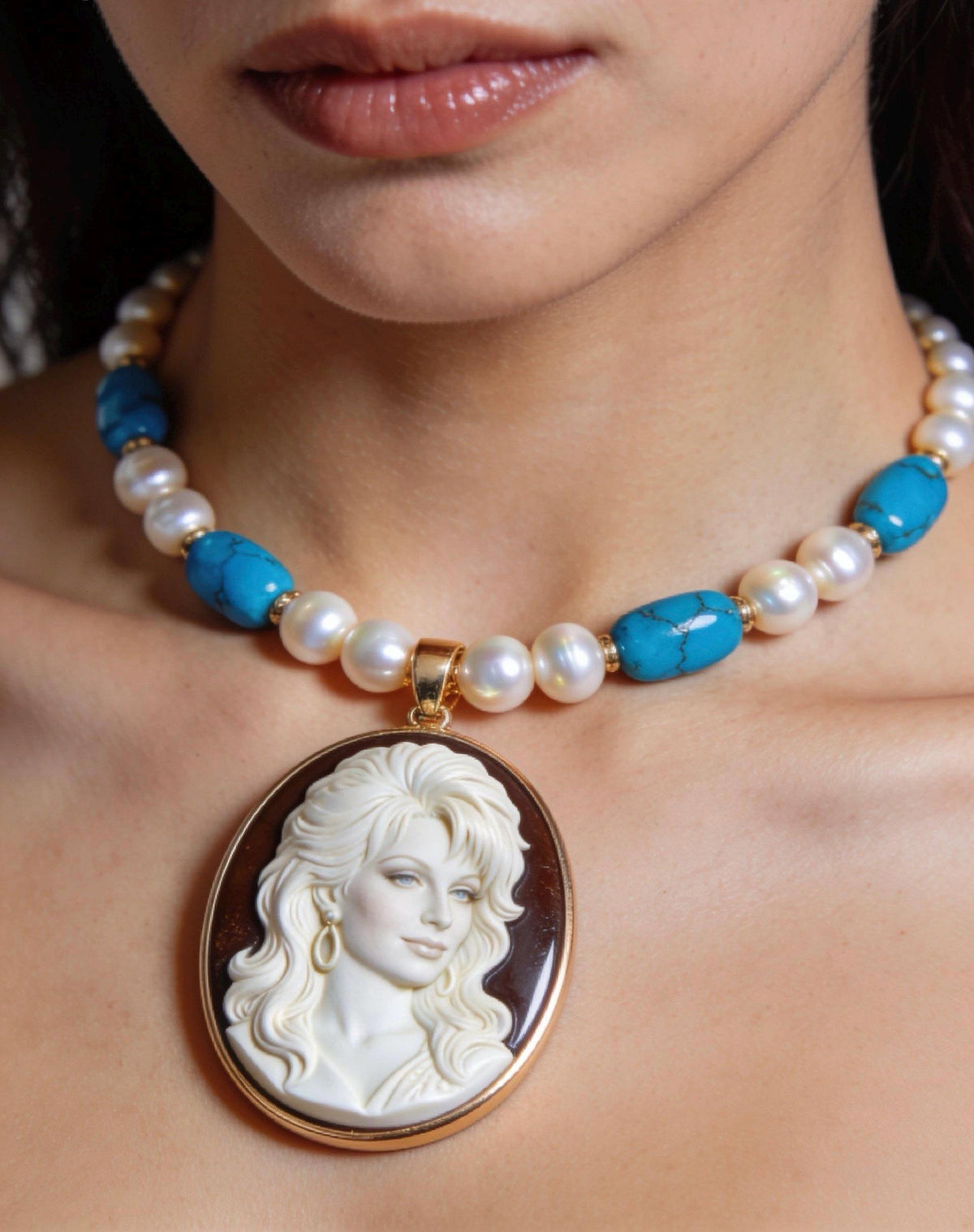 Dolly Parton inspired cameo necklace