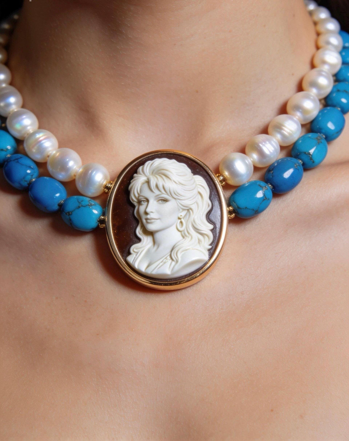 Dolly Parton inspired cameo necklace