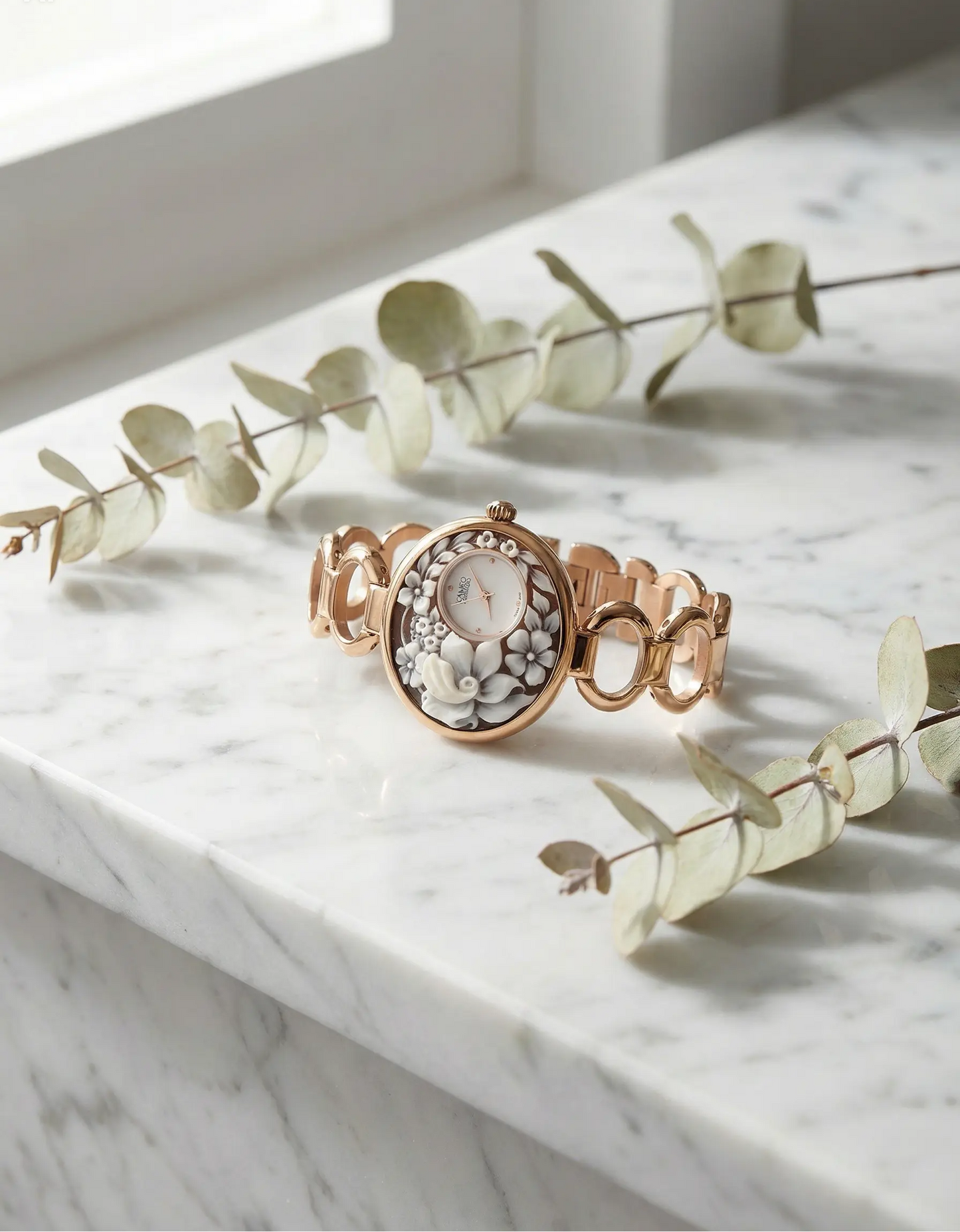 Floral Cameo Watch - Golden Bloom