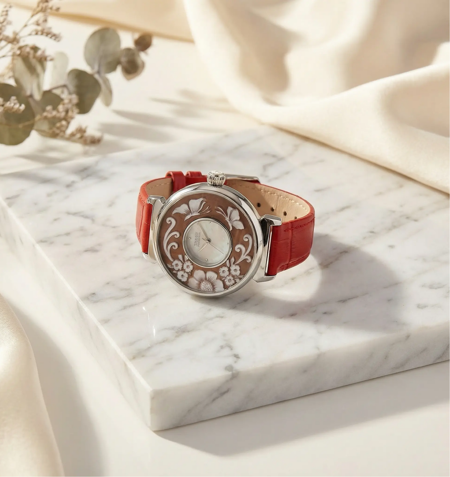 Floral Cameo Watch - Sunset Coral