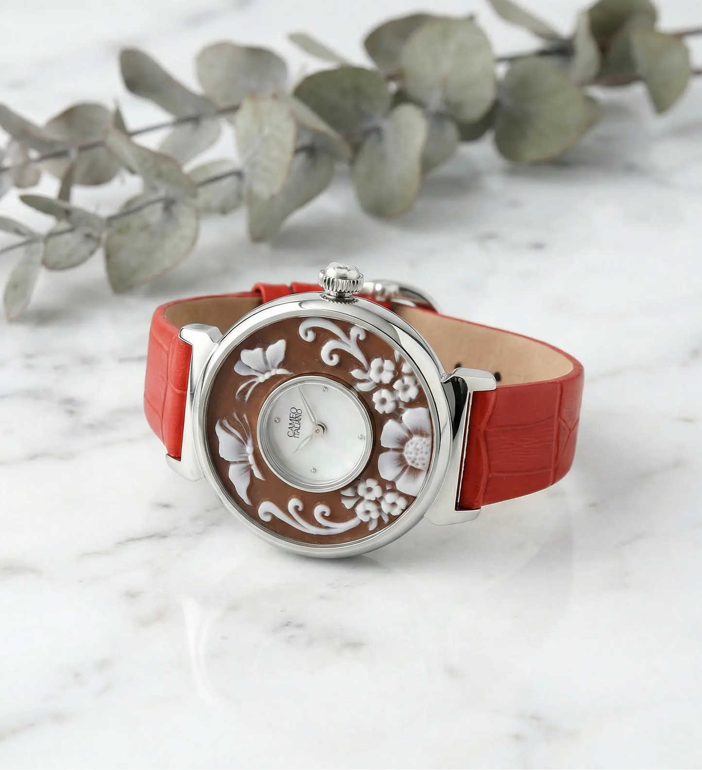 Floral Cameo Watch - Sunset Coral