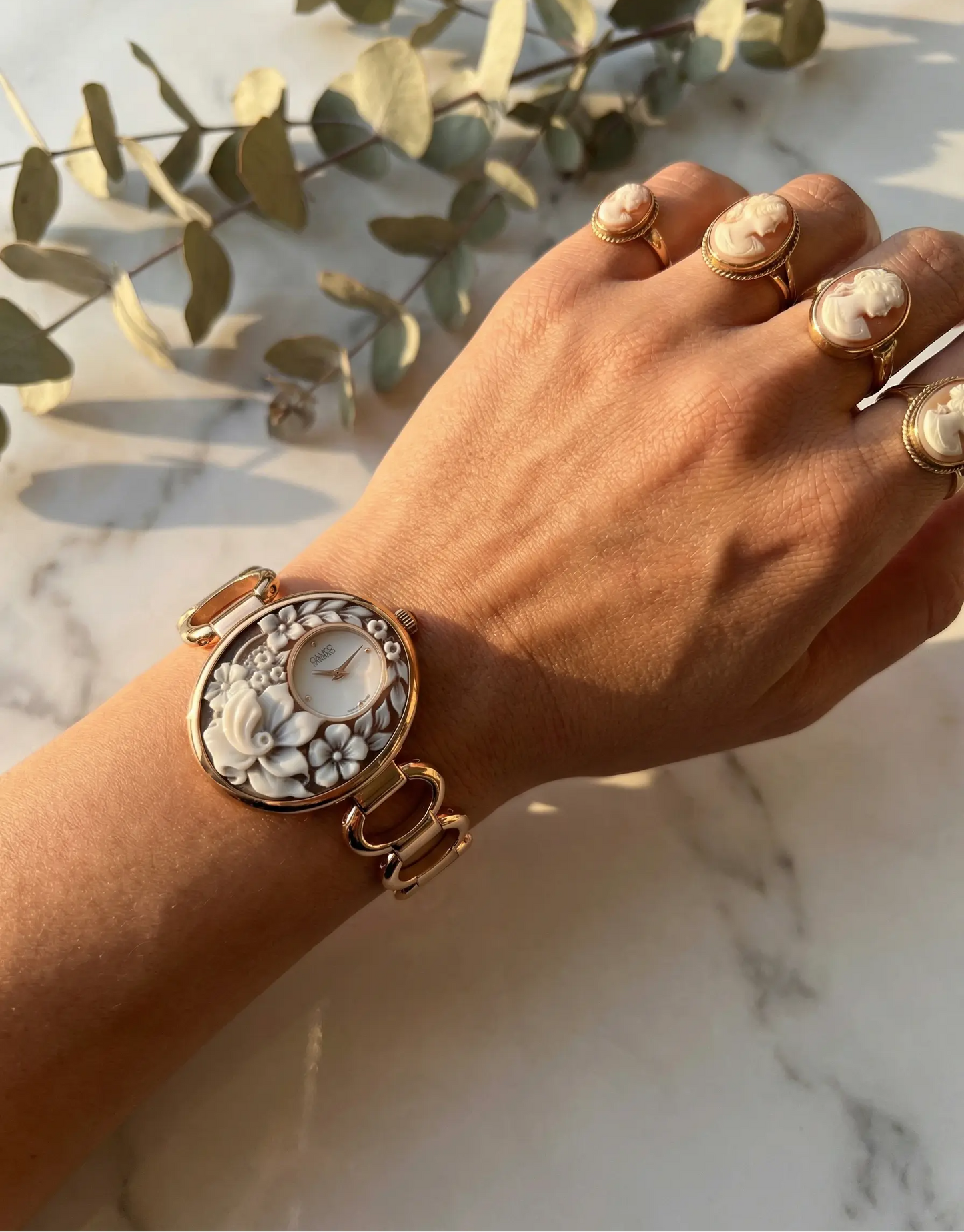 Floral Cameo Watch - Golden Bloom