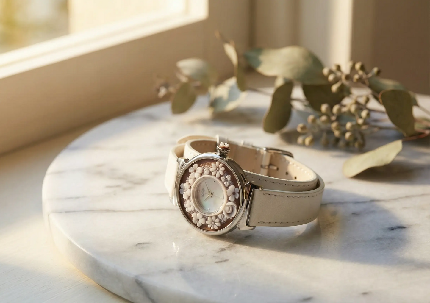 Floral Cameo Watch - Vanilla Silk